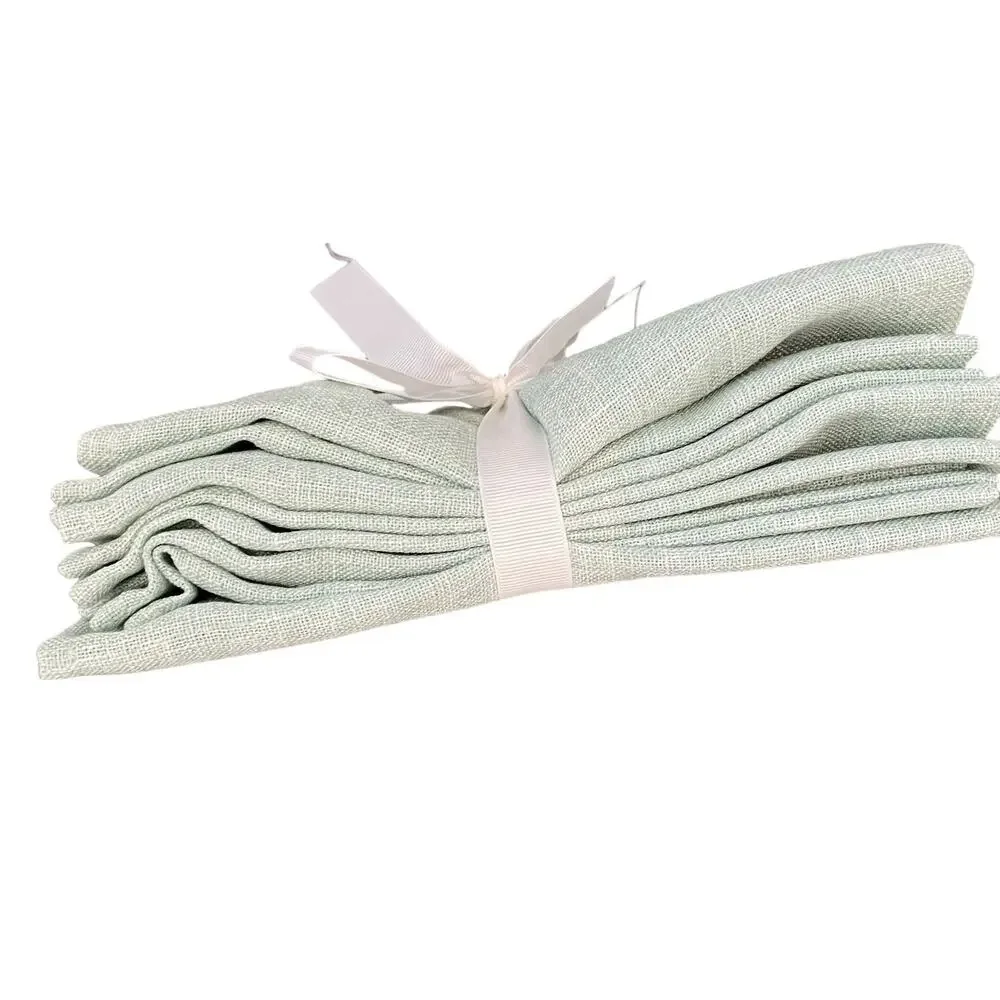 LAURA ASHLEY Spring Chic Mint Green Textured 18X18 Cloth Napkins Set of 6 NEW